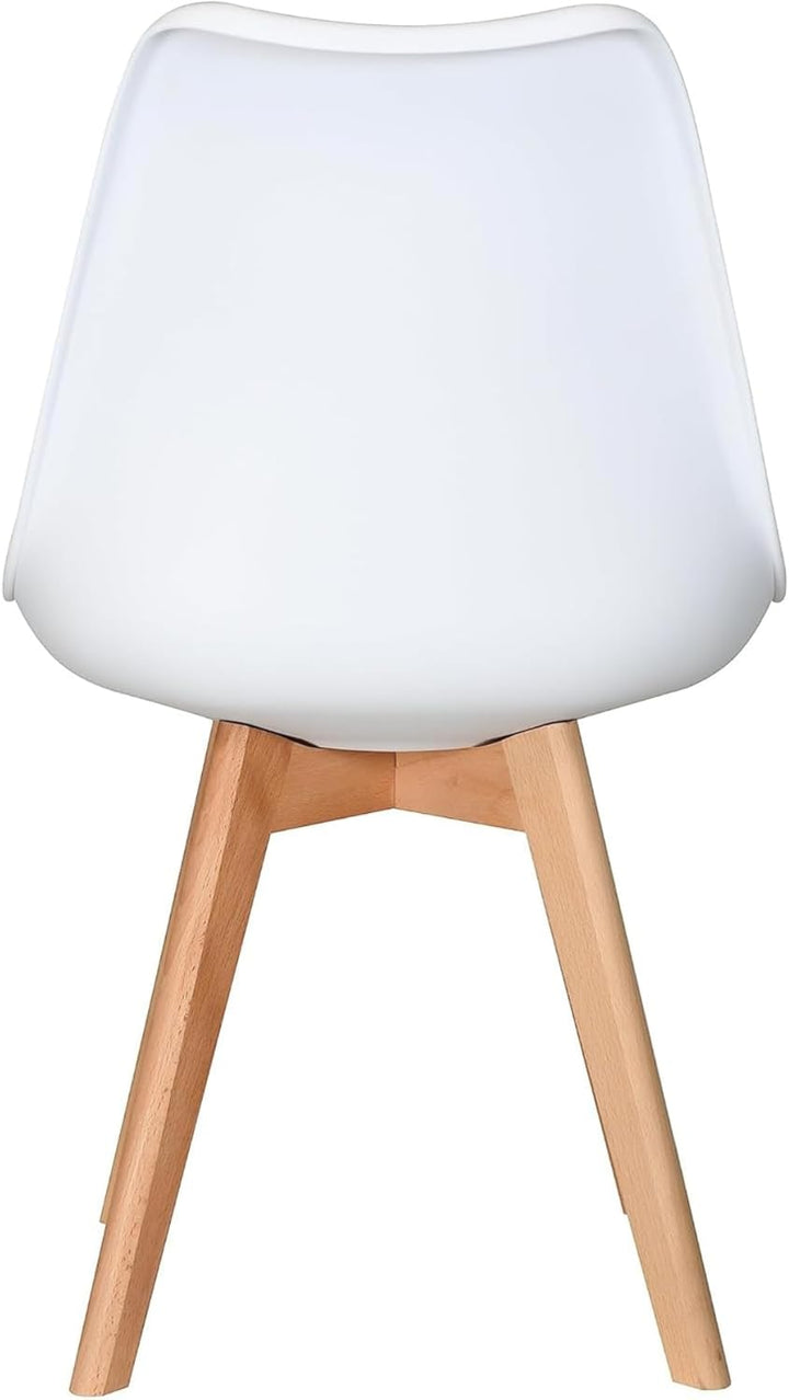 Chaise de salle à manger rétro moderne individuelle – Chaise Lorenzo en plastique avec assise rembourrée et pieds en hêtre massif – Chaise d'appoint pour salon, cuisine, bureau ou salle de séjour