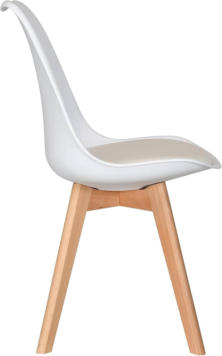 Chaise de salle à manger rétro moderne individuelle – Chaise Lorenzo en plastique avec assise rembourrée et pieds en hêtre massif – Chaise d'appoint pour salon, cuisine, bureau ou salle de séjour