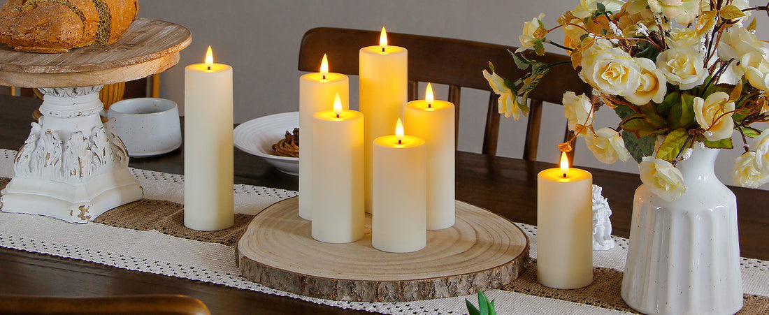 Bougies LED sans flamme, étanches, de 5,5 cm x 10 cm, 10 cm, 12,5 cm, 12,5 cm, 15 cm, 15 cm et 17,5 cm, avec télécommande et minuterie, fonctionnant sur piles, en plastique ivoire, lot de 8, lumière chaude vacillante pour l'extérieur