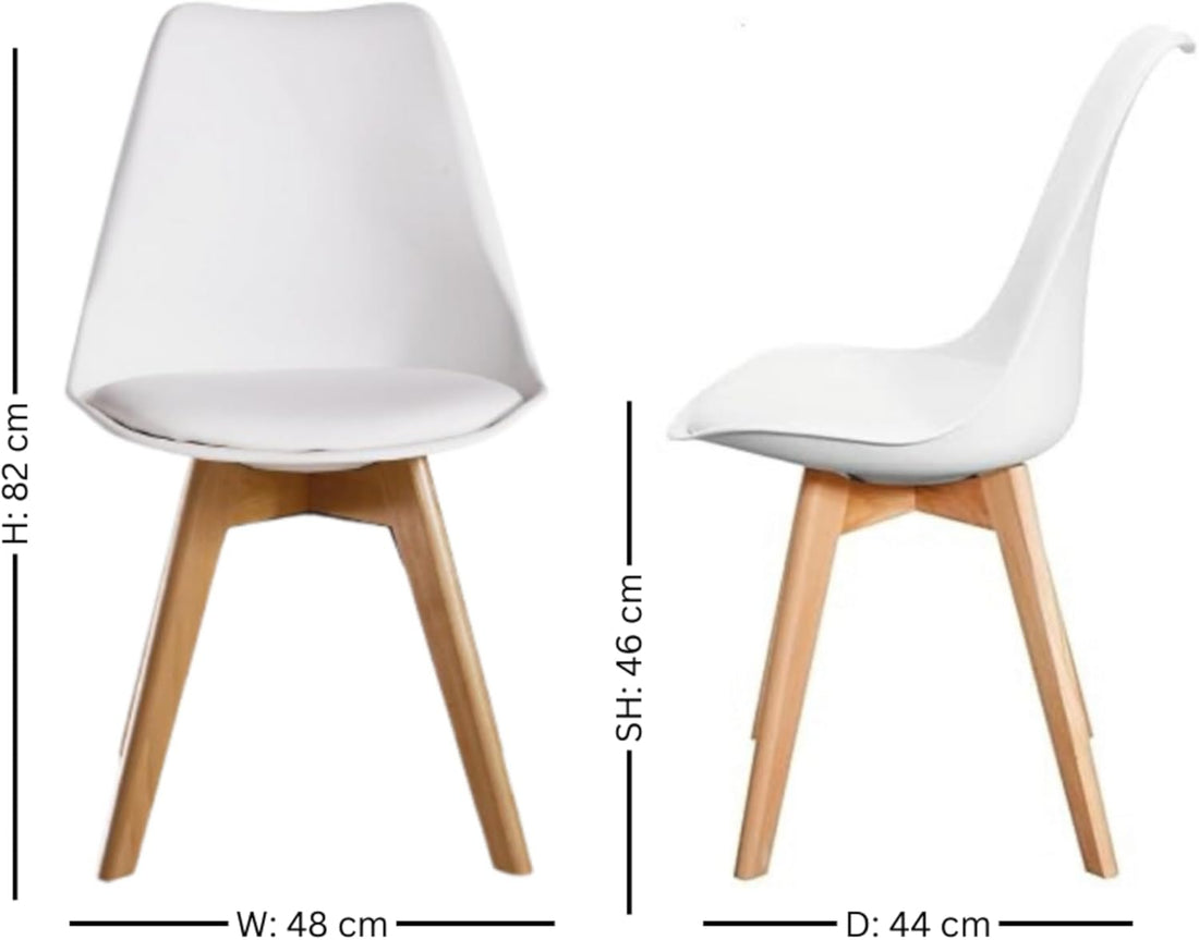 Chaise de salle à manger rétro moderne individuelle – Chaise Lorenzo en plastique avec assise rembourrée et pieds en hêtre massif – Chaise d'appoint pour salon, cuisine, bureau ou salle de séjour