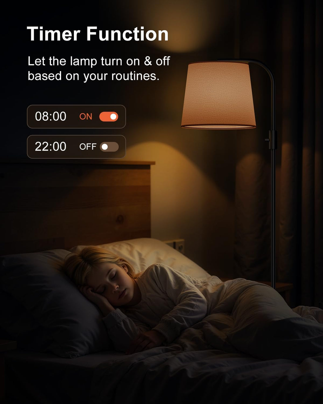 Lampadaire intelligent Alexa 10 W 1200 lm RGB pour salon, lampe arc colorée, ampoules à intensité variable standard, éclairage d'ambiance pour chambre contrôlé par application, lampe de lecture incluse