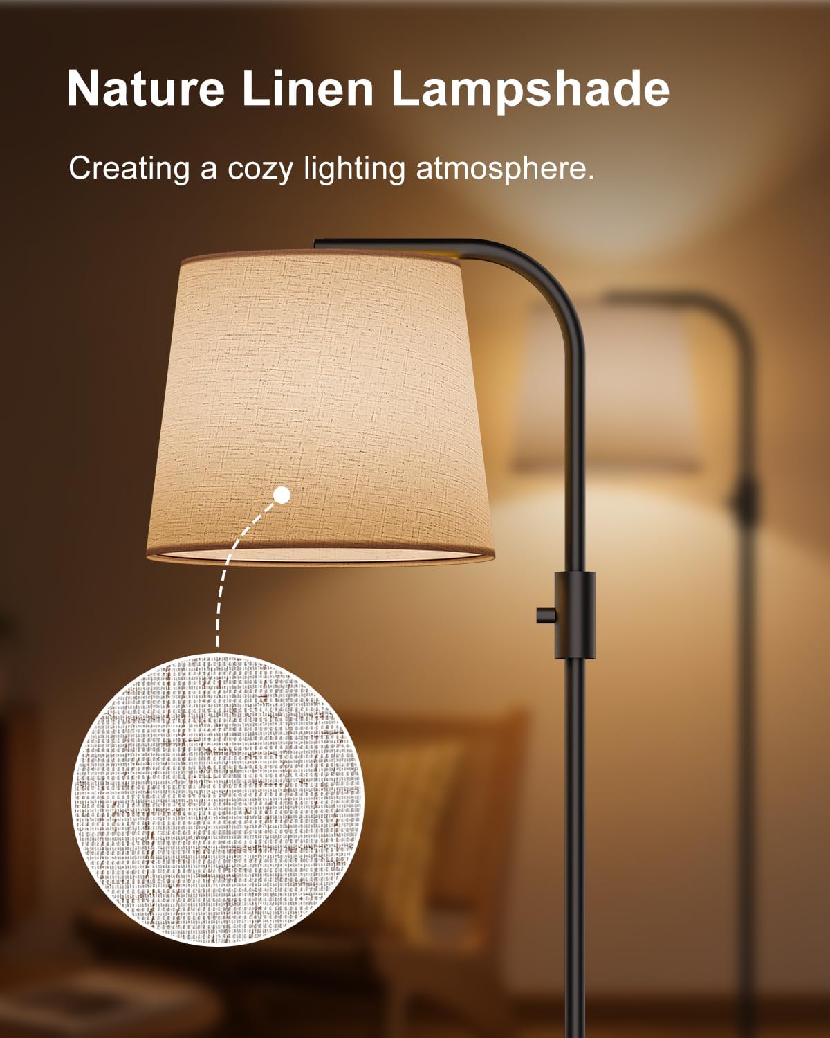 Lampadaire intelligent Alexa 10 W 1200 lm RGB pour salon, lampe arc colorée, ampoules à intensité variable standard, éclairage d'ambiance pour chambre contrôlé par application, lampe de lecture incluse